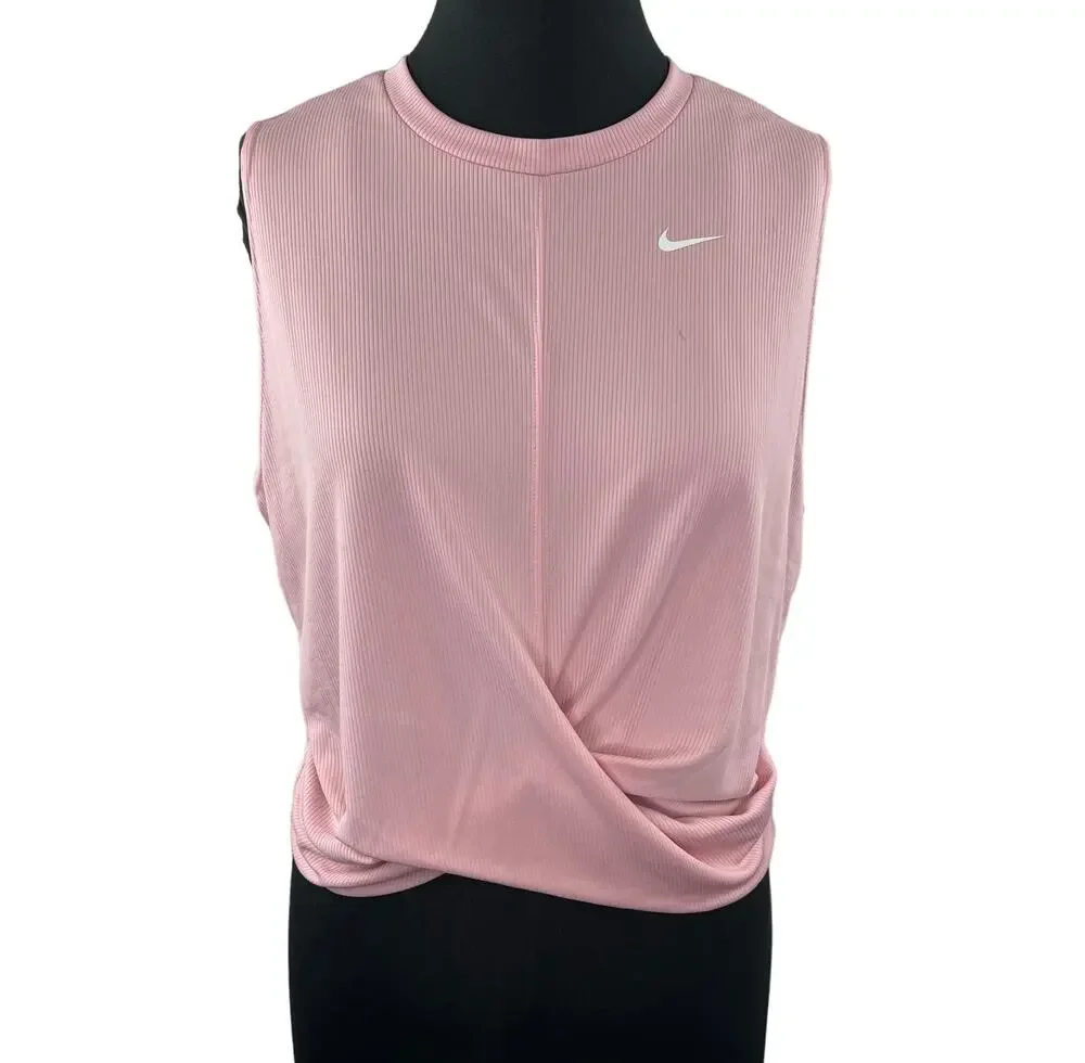 NIKE Womens Pink Dri-Fit Sleeveless Crewneck Cropped Training Tank Top XXL NEW